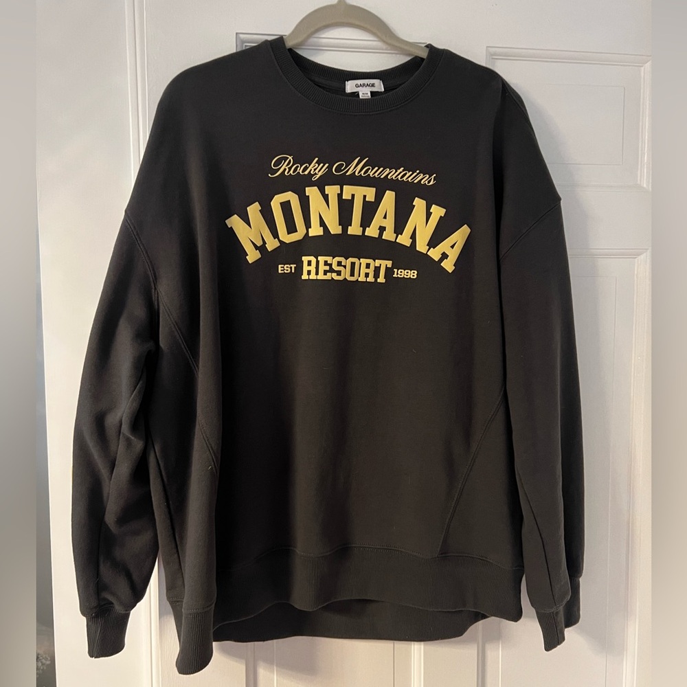 Sweatshirt from Garage, size M, dark grey and yellow